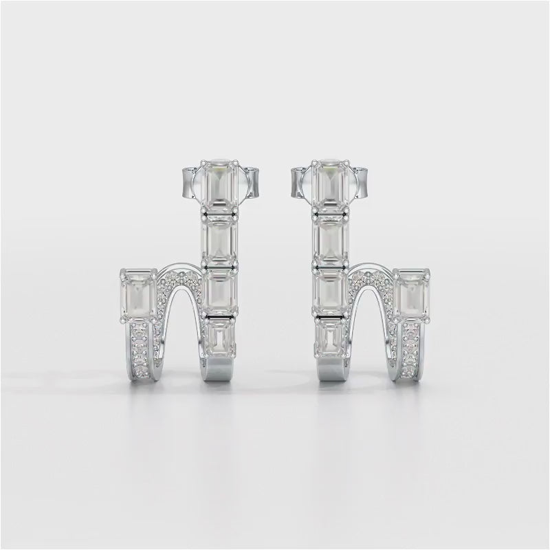 1.53 CT Lab Diamond Emerald Cut Earrings