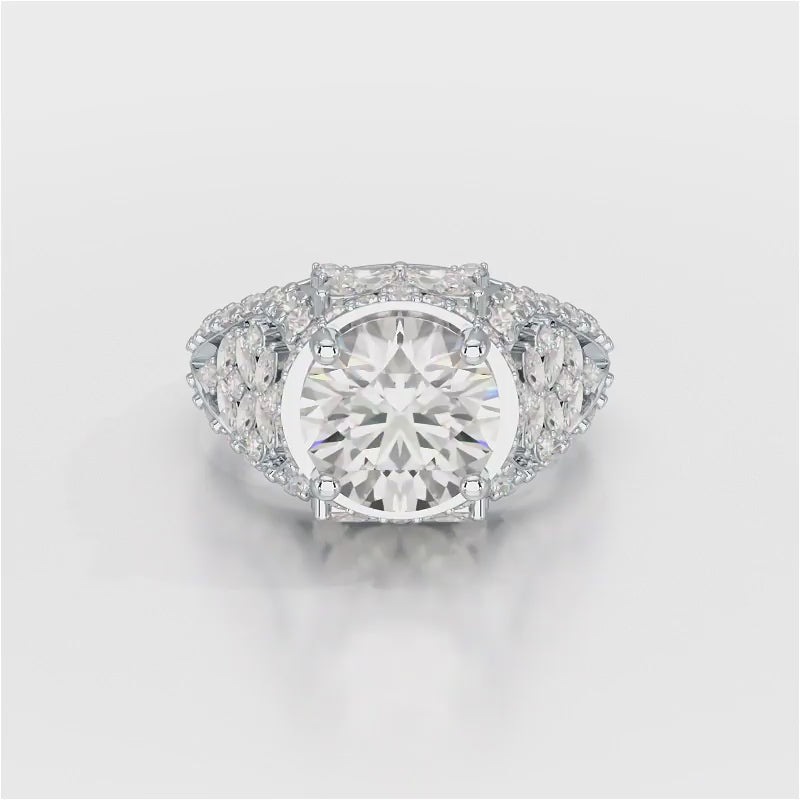 4.16 CT Round Cut Halo Engagement Lab Diamond Ring