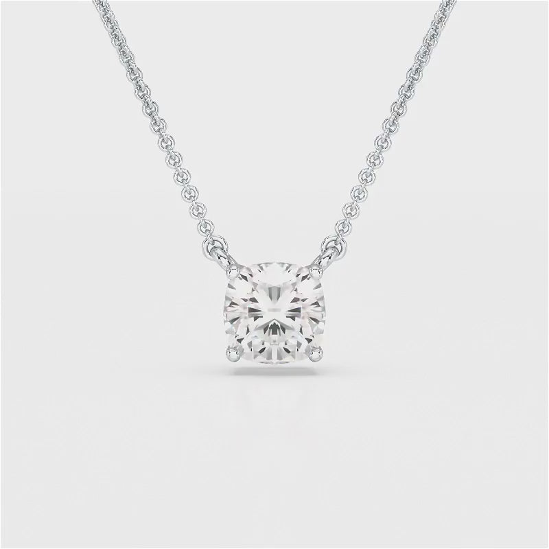 1 CT Cushion Solitaire Lab Grown Diamond Pendant