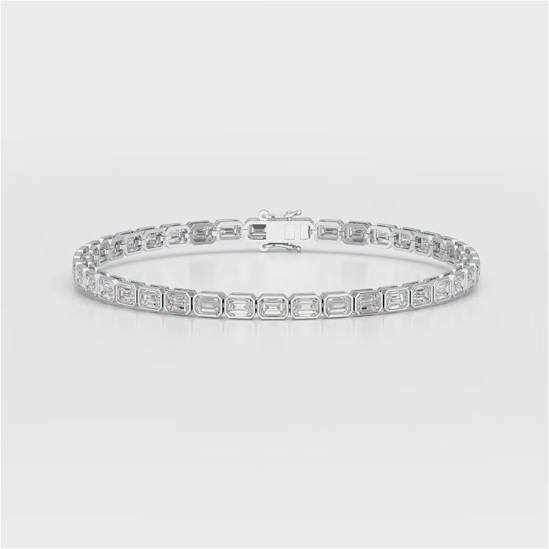 6.85 CT Emerald Cut Diamond Bezel Tennis Bracelet
