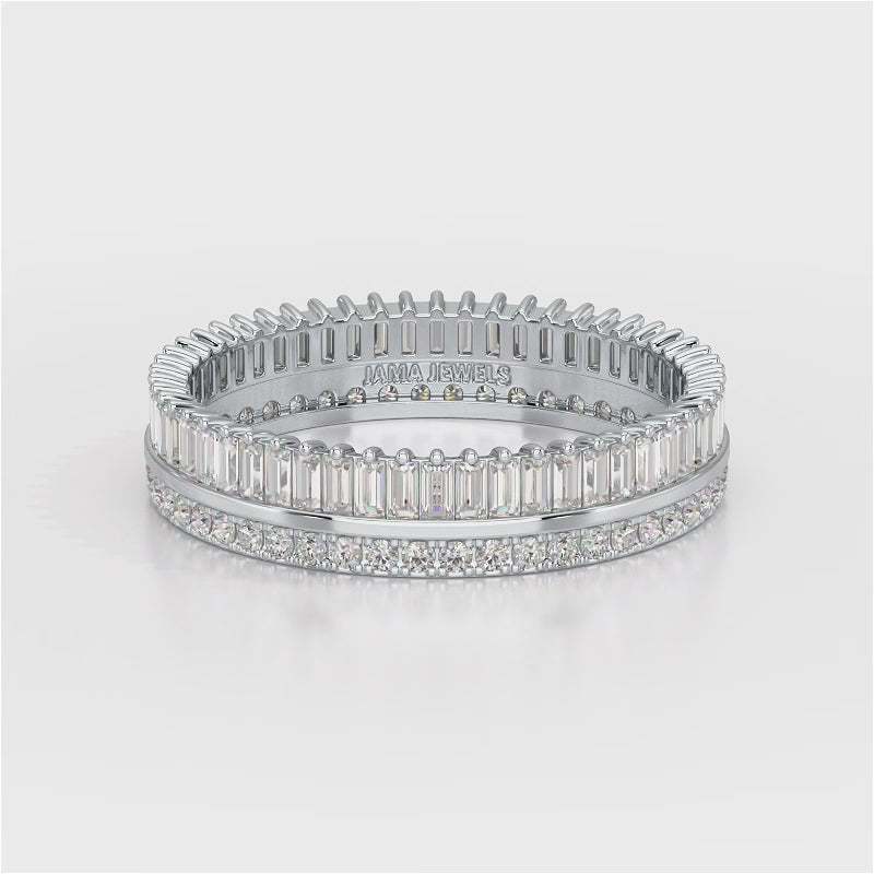 1.10 CT Baguette and Round Cut Diamond Eternity Ring