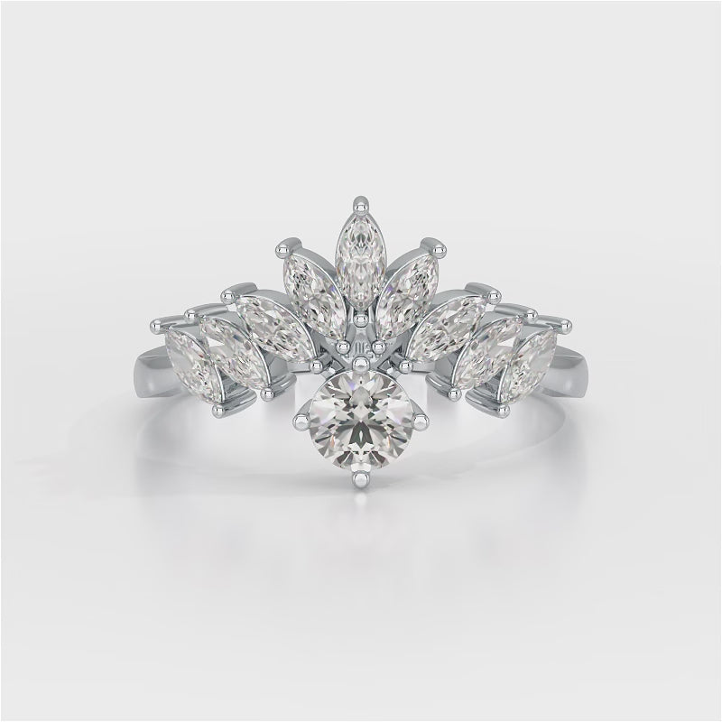 0.95 CT Cluster Ring with Marquise & Round Cut Lab Diamonds