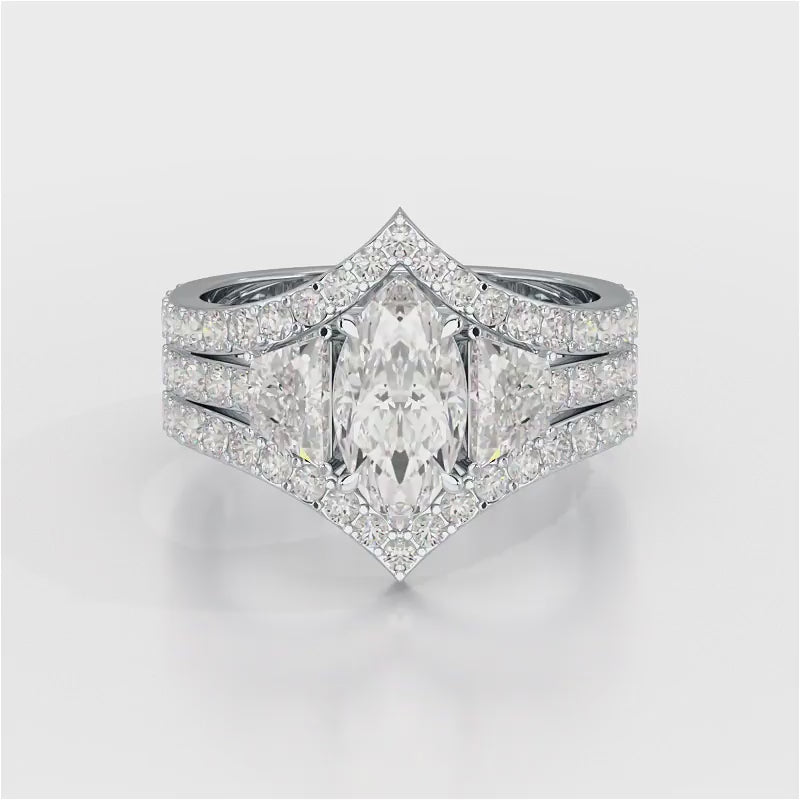3.1 CT Marquise Cut Lab Diamond Layered Ring