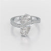 1.55 CT Two Stone Pear Cut Ring with Round Cut Side Diamonds