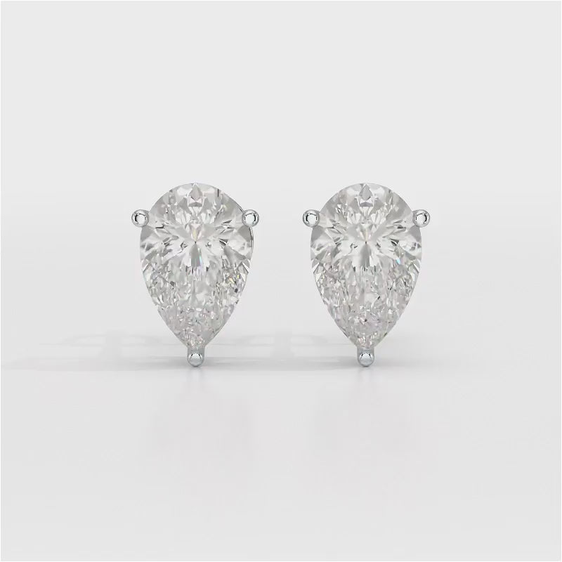 1.0 CT Pear Shaped Lab Diamond Stud Earrings