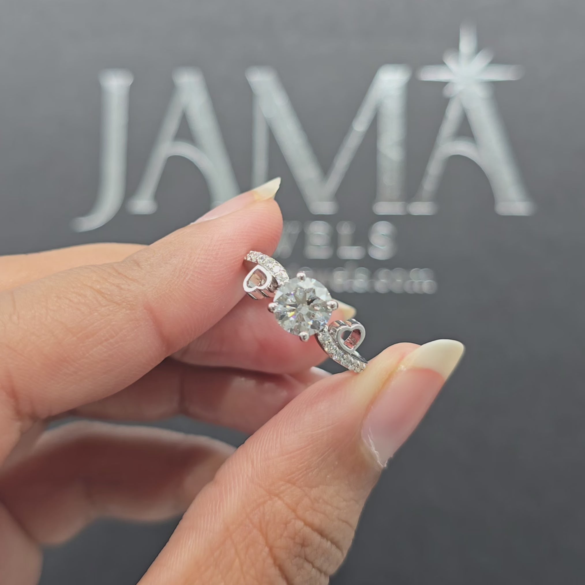 1.25 CT Round Cut Lab Diamond Ring With Heart Shape Motifs(Ready for Delivery)