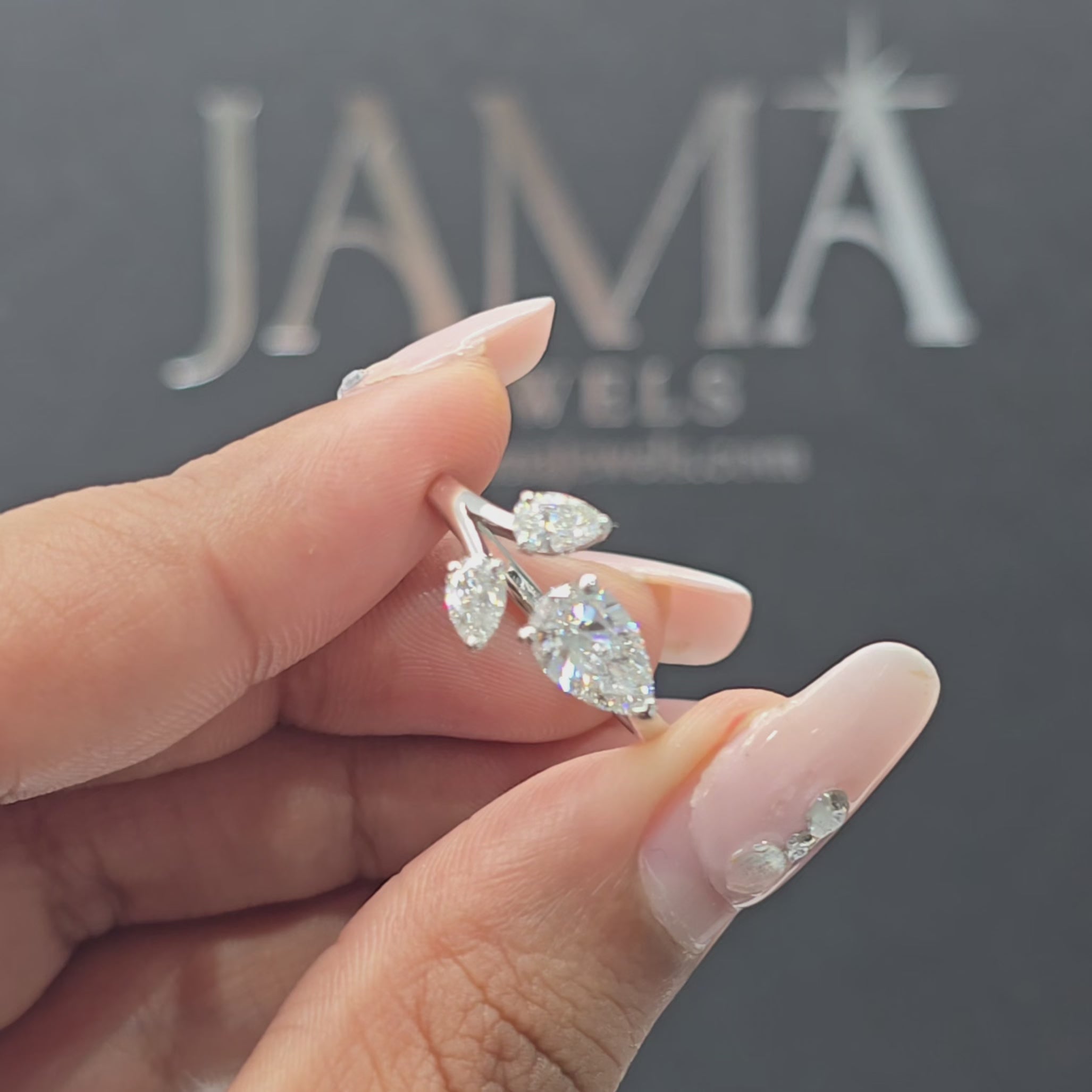 1.40 CT Pear Cut Diamond Open Cuff Ring (Ready for Delivery)