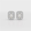 2.51 CT Lab Diamond Halo Emerald Stud Earrings