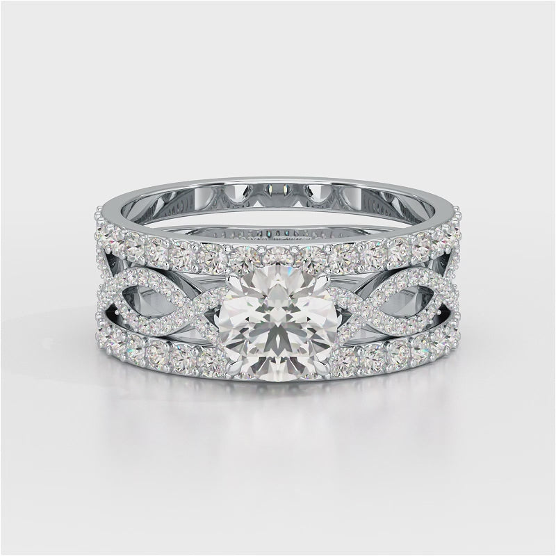 2.12 CT Lab Diamond Halo Triple Row Engagement Ring