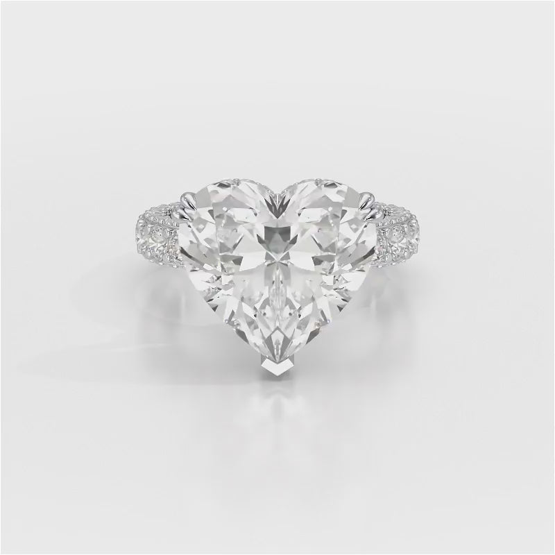 12.33 CT Hidden Halo Lab Diamond Heart Cut Ring