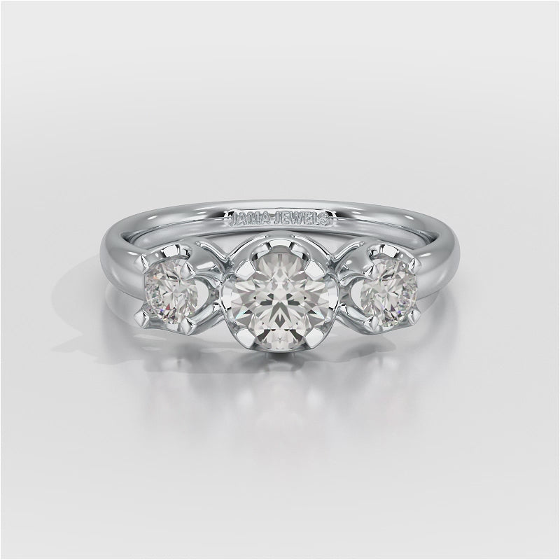 0.85 CT Round Thin Lab Grown Diamond Ring