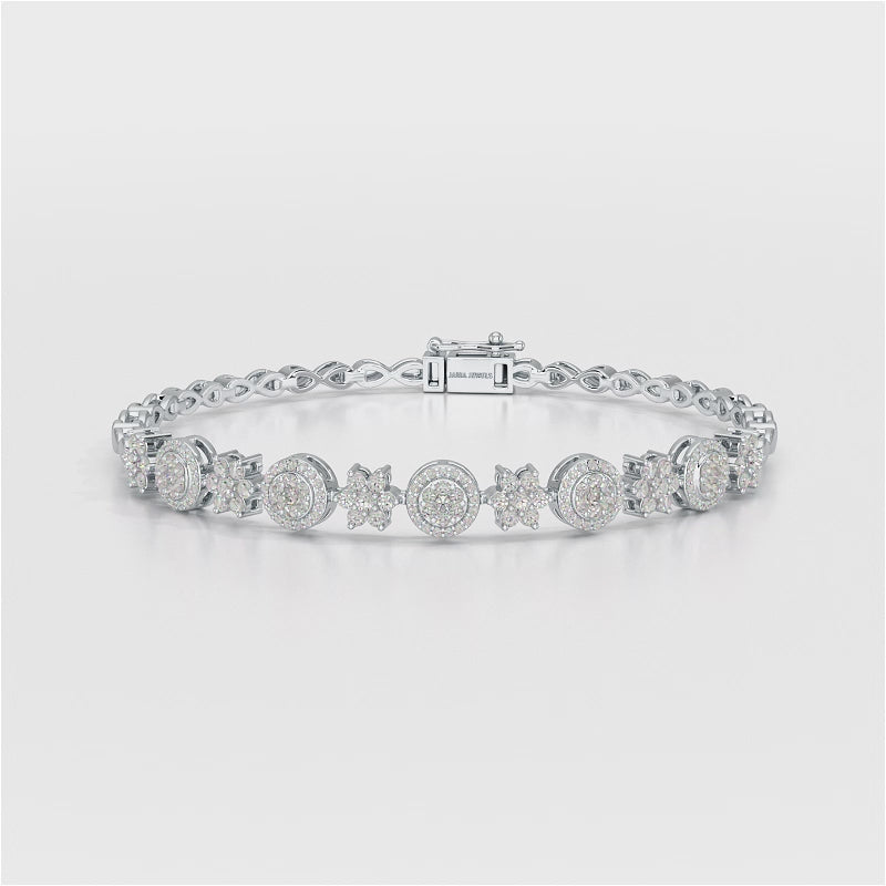 1.26 CT Lab Diamond Flower Shape Bracelet