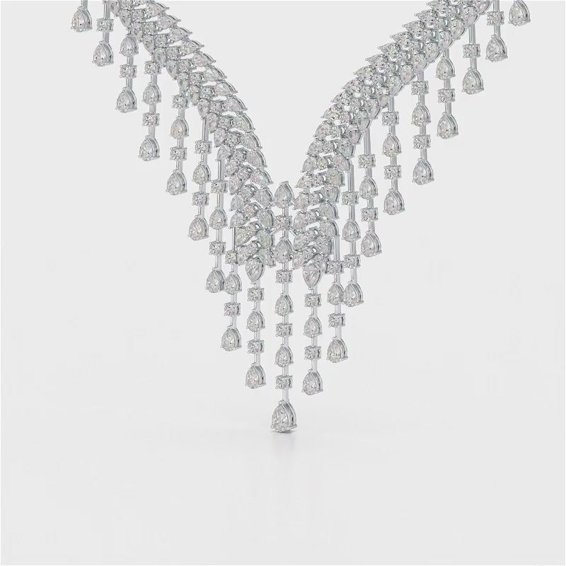 46.95 CT Lab Diamond Fancy Pear Cut Necklace