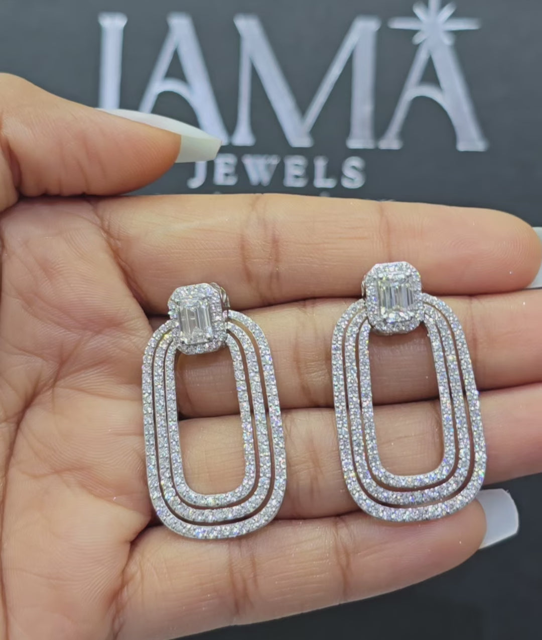 5.08 CT Lab Grown Halo Drop Earring (Ready for Delivery)