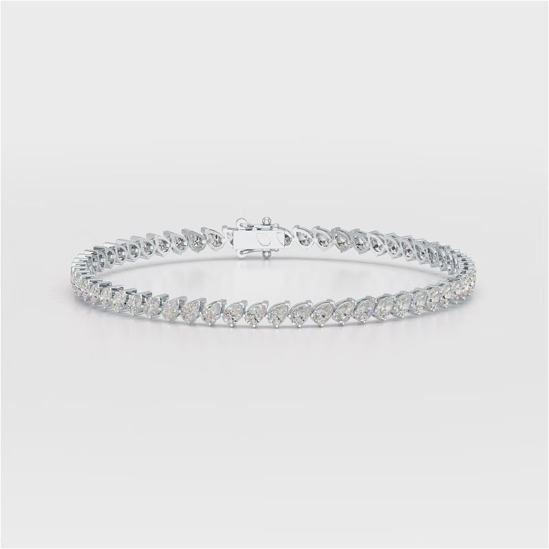 360 Video of 5.30 CT Pear Cut Diamond Bezel Tennis Bracelet White Gold