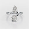2 CT Pear and Round Cut Lab Diamond Ring