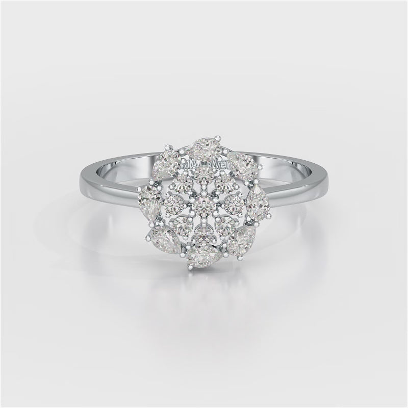 0.35 CT Cluster Ring with Pear and Round Cut Lab Diamonds
