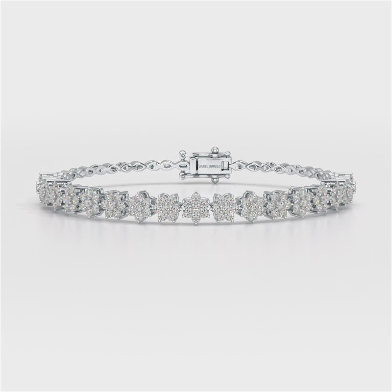1.9 CT White Gold Lab Diamond Star Bracelet
