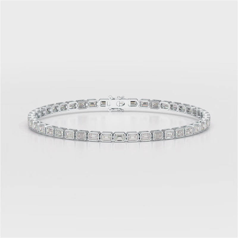 4.50 CT Emerald Cut Diamond Bezel Tennis Bracelet