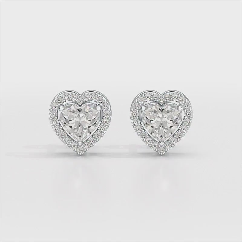 1.21 CT Lab Diamond Heart Shape Stud Earrings