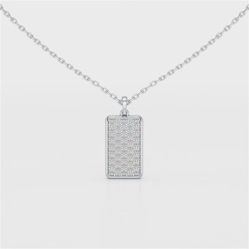 0.50 CT Lab Diamond Rectangular Chain Pendant with Round Diamonds