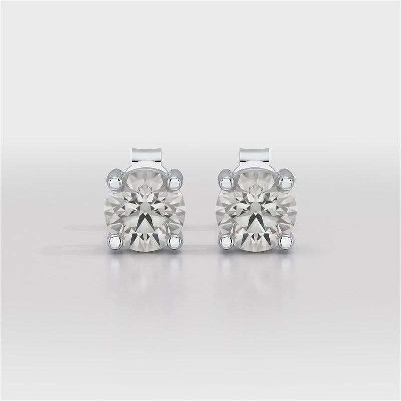 1.38 CT Single Diamond Stud Earrings