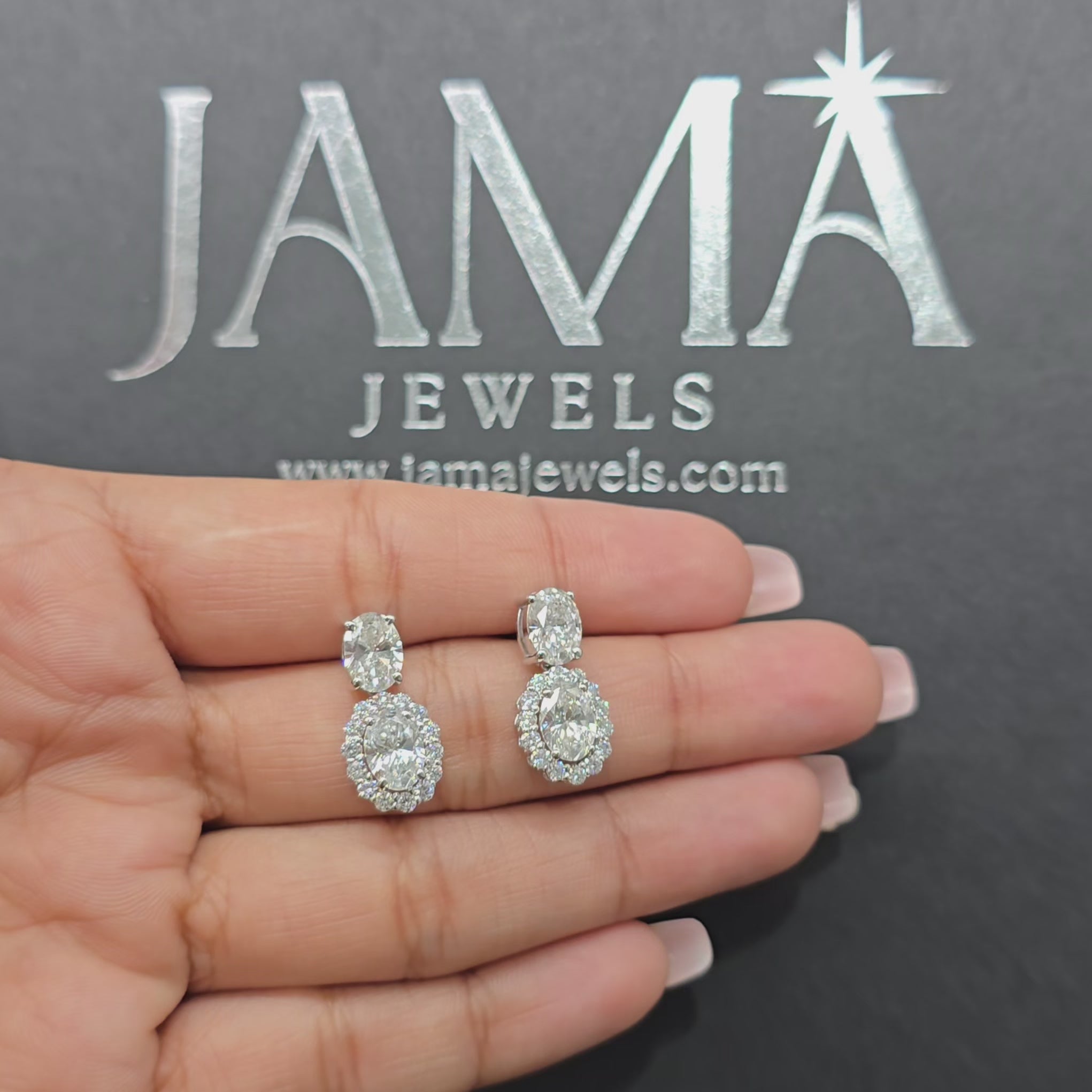 4.10 CT Oval Cut Lab Diamond Drop Earring with Round Diamonds (Ready for Delivery)