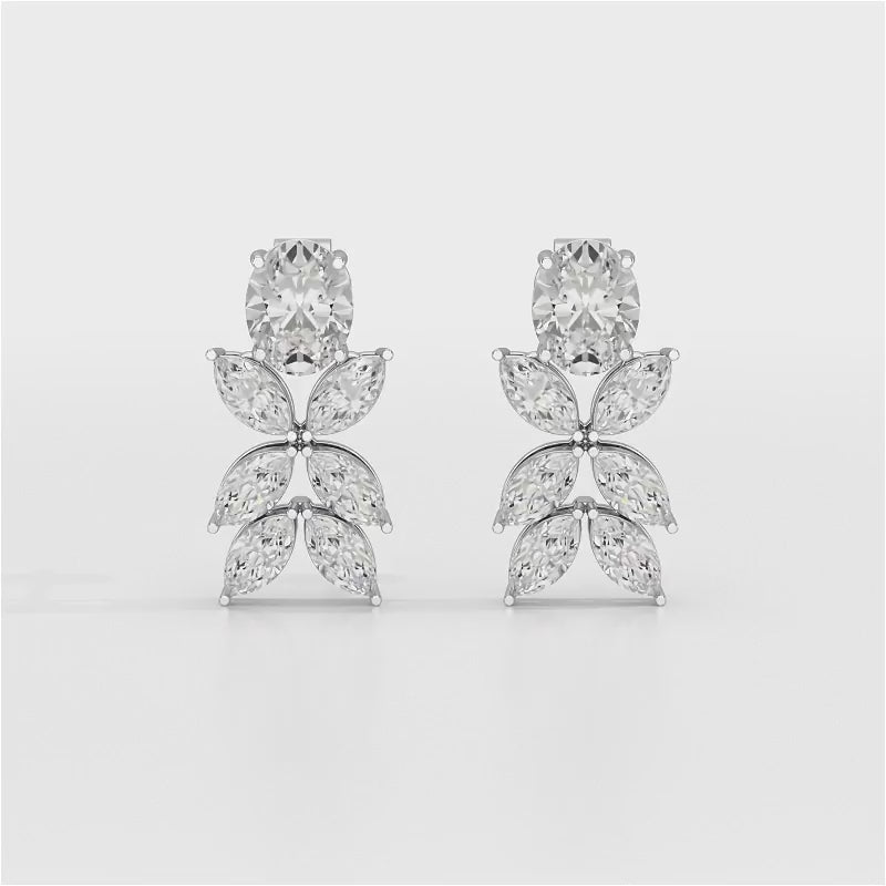 6.45 CT Marquise and Oval Cut Drop Earrings