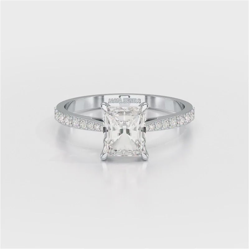 2.28 CT Solitaire Emerald Cut Lab Diamond Ring