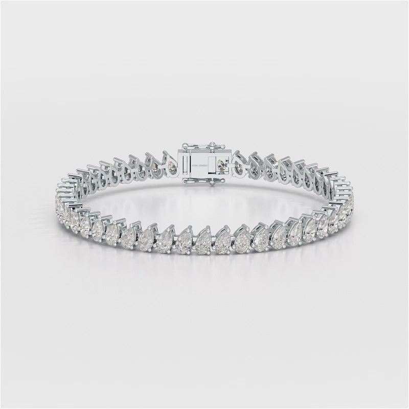 11.75 CT Pear Lab Grown Diamond Tennis Bracelet