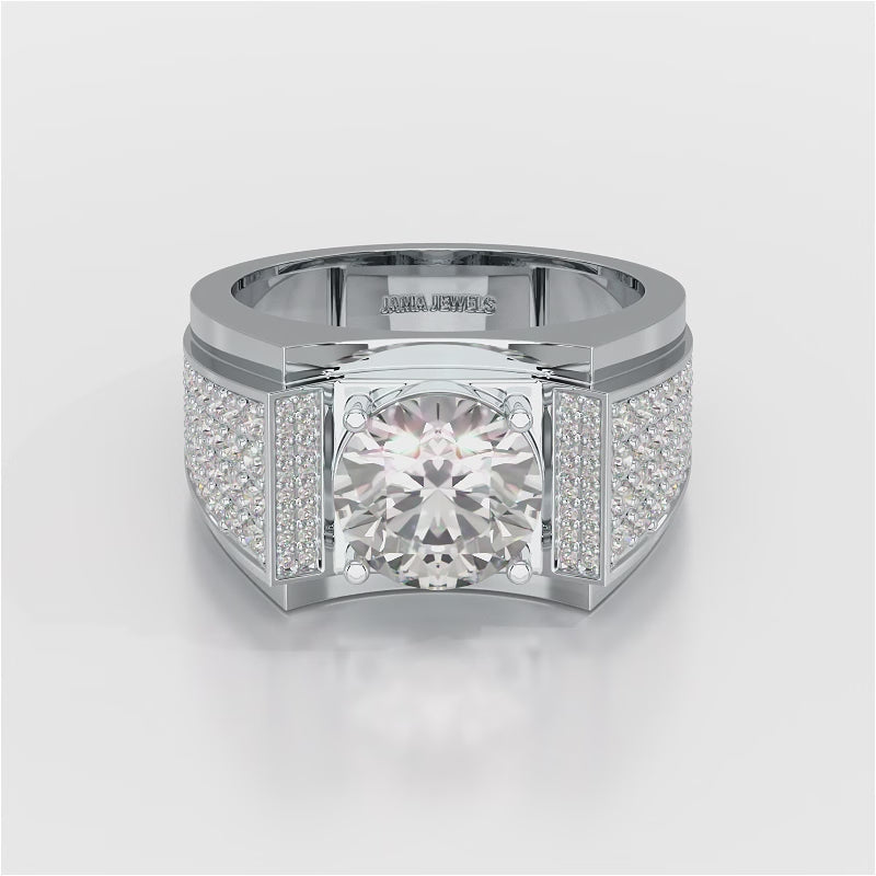 4 CT Round Cut Lab Diamond Men's Ring