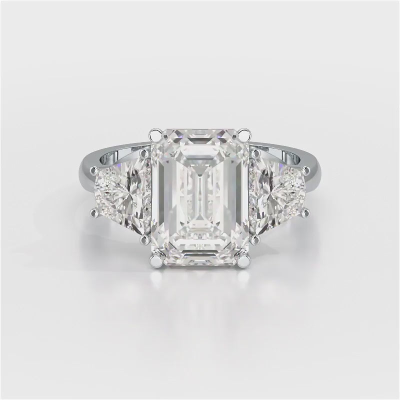 6 CT Lab Diamond Emerald Cut Three Stone Ring