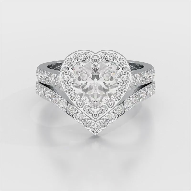 2.7 CT Lab Diamond Heart Shaped Halo Ring