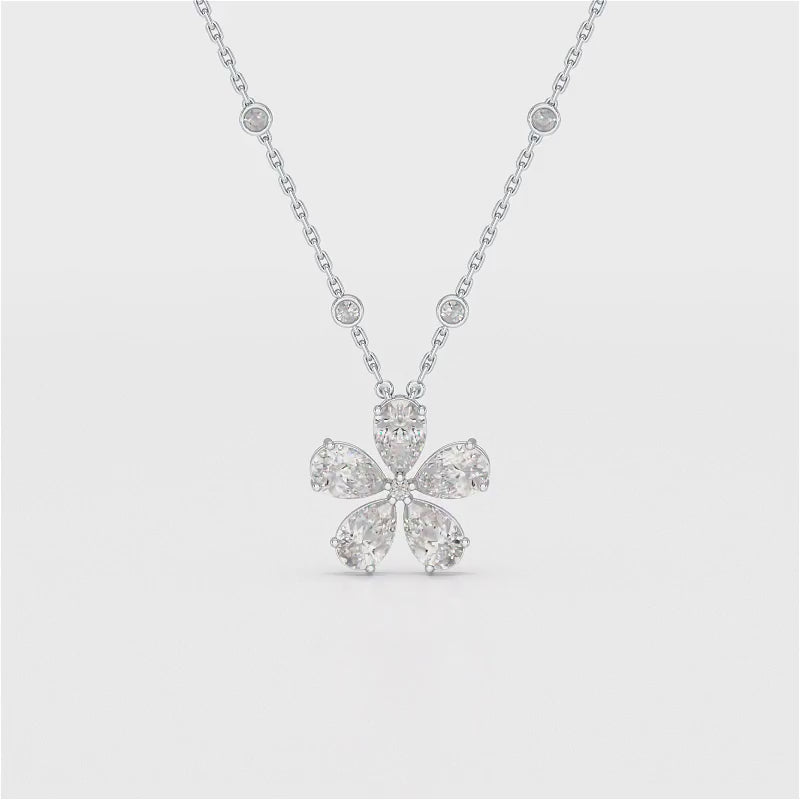 3.29 CT Pear Cut Lab Diamond Chain Pendant