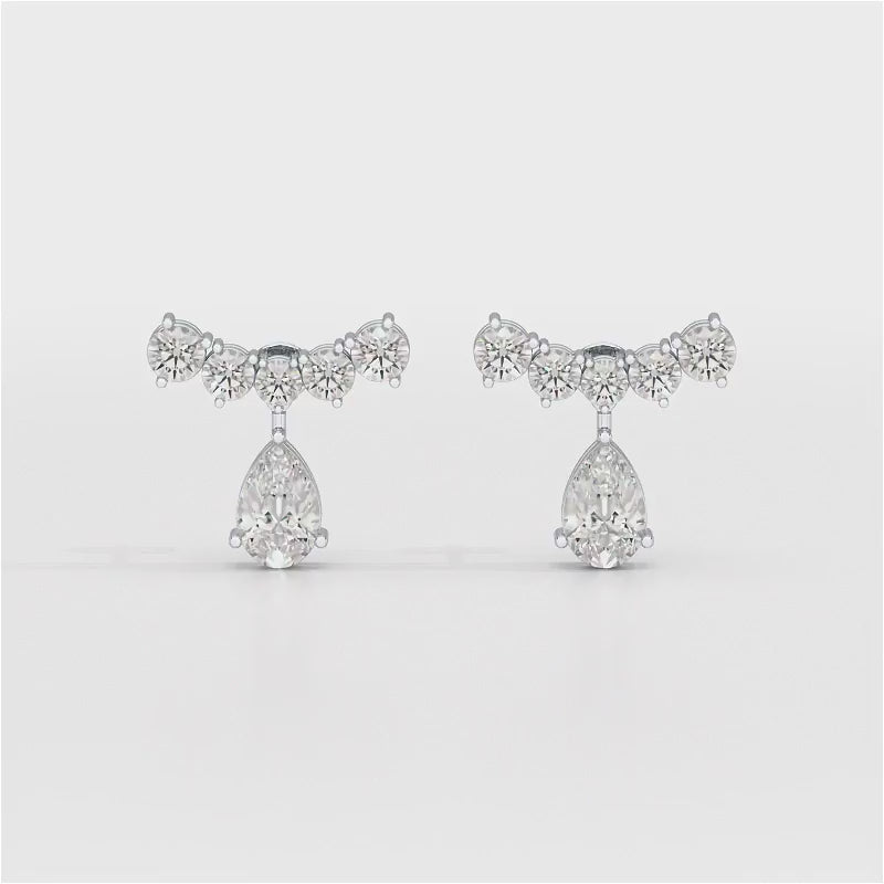 3.58 CT Lab Diamond Pear Cut Drop Earrings