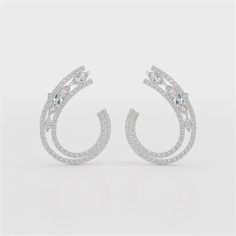 2.2 CT Lab Diamond Marquise Cut Stud Earrings