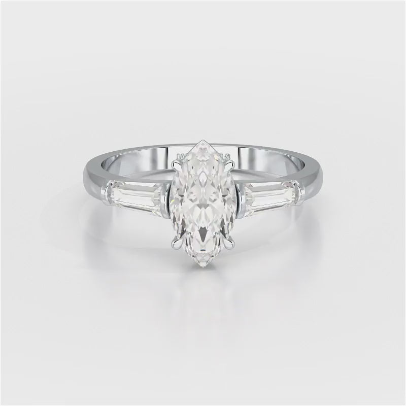 1.4 CT Marquise Cut Lab Diamond Three Stone Ring
