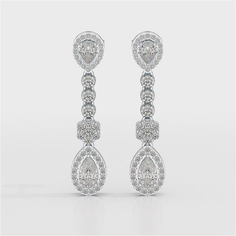 1.57 CT Pear Cut Lab Diamond Earring