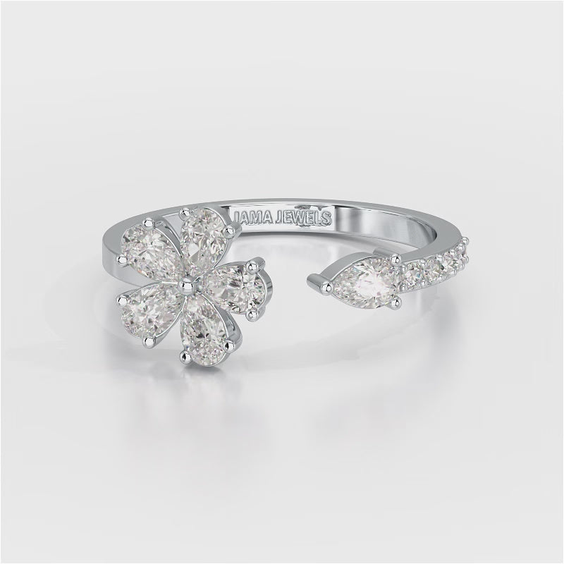0.65 CT Open Ring with Pear & Round Cut Lab Diamonds