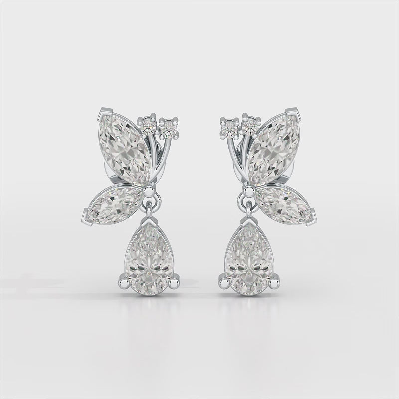 2.35 CT Pear and Marquise Cut Diamond Drop Earring