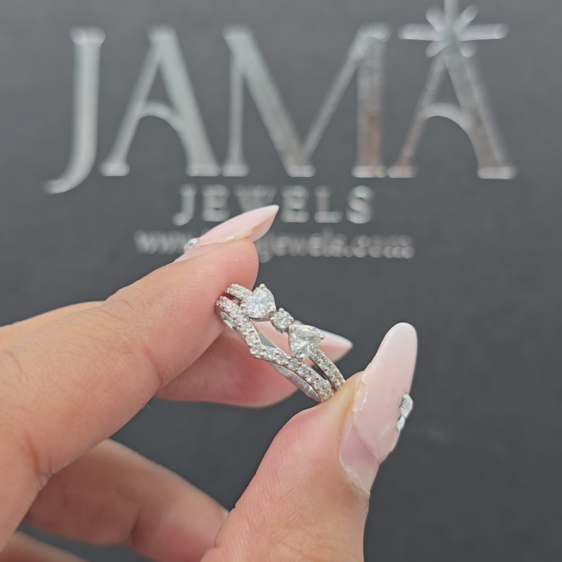 0.85 CT Lab Diamond Ring with Heart and Round Shape Diamonds (Ready for Delivery)