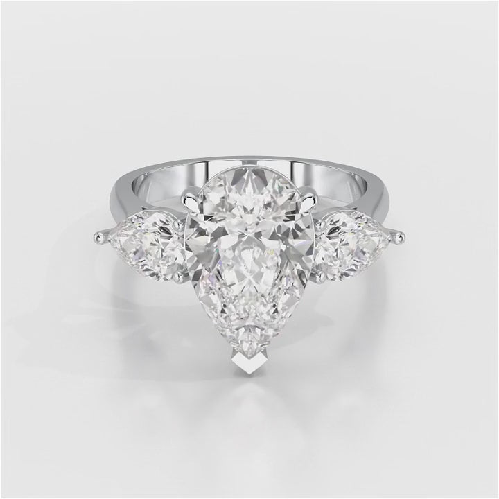 2.5 CT Pear and Princess Cut Lab Diamond Ring