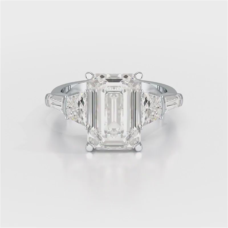 6.6 CT Lab Diamond Emerald and Tapper Cut Ring