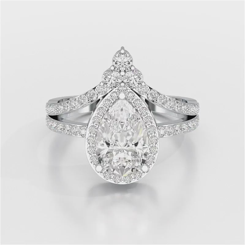 4.07 CT Lab Diamond Pear Cut Ring