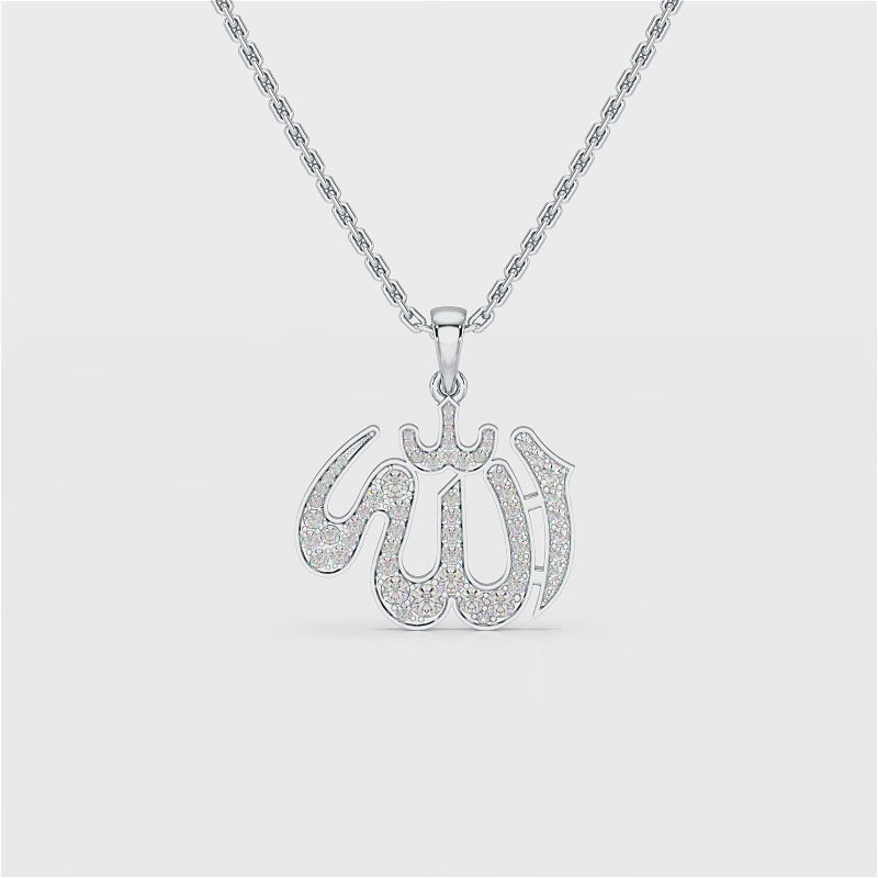 1.1 CT Lab Diamond Allah Named Chain Pendant