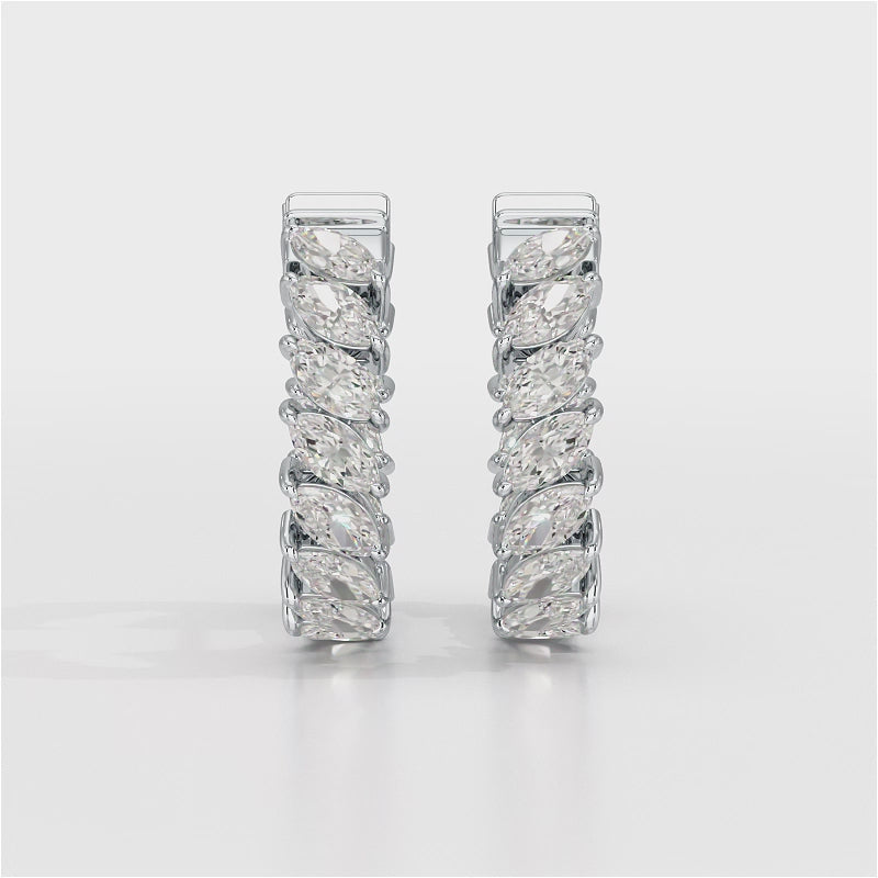 3.4 CT Marquise Cut Lab Diamond Hoop Earrings