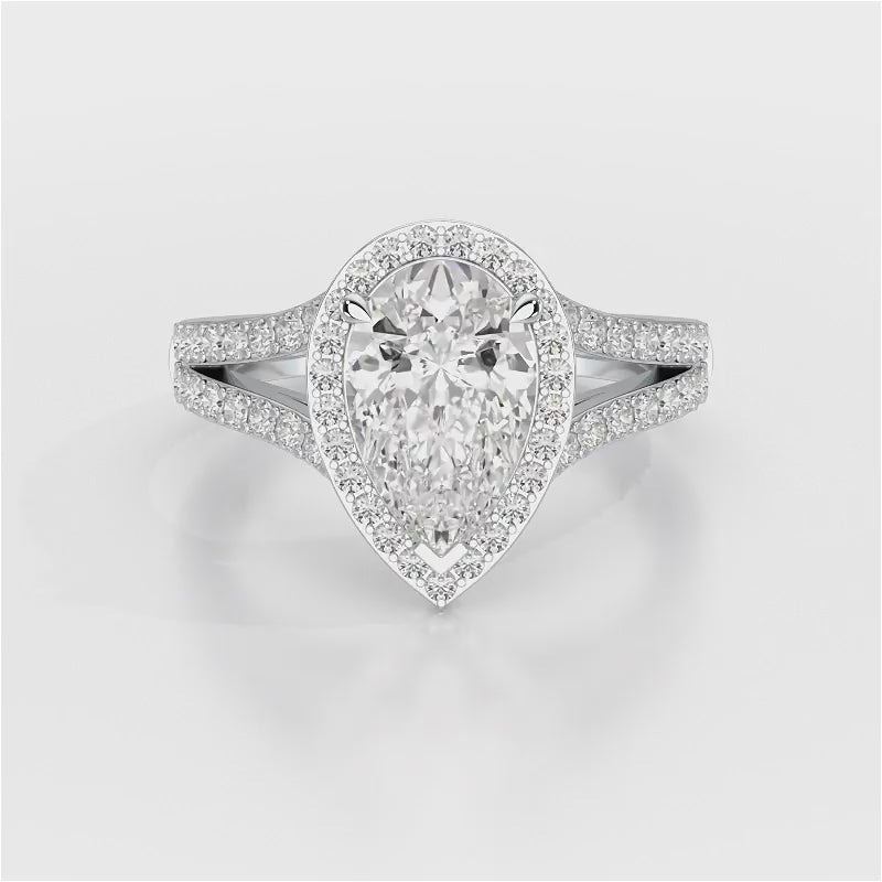 2.65 CT Lab Diamond Pear Cut Halo Ring