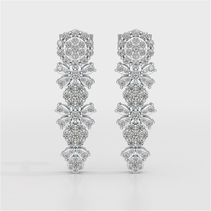 1.34 CT Lab Diamond Flower Drop Earring