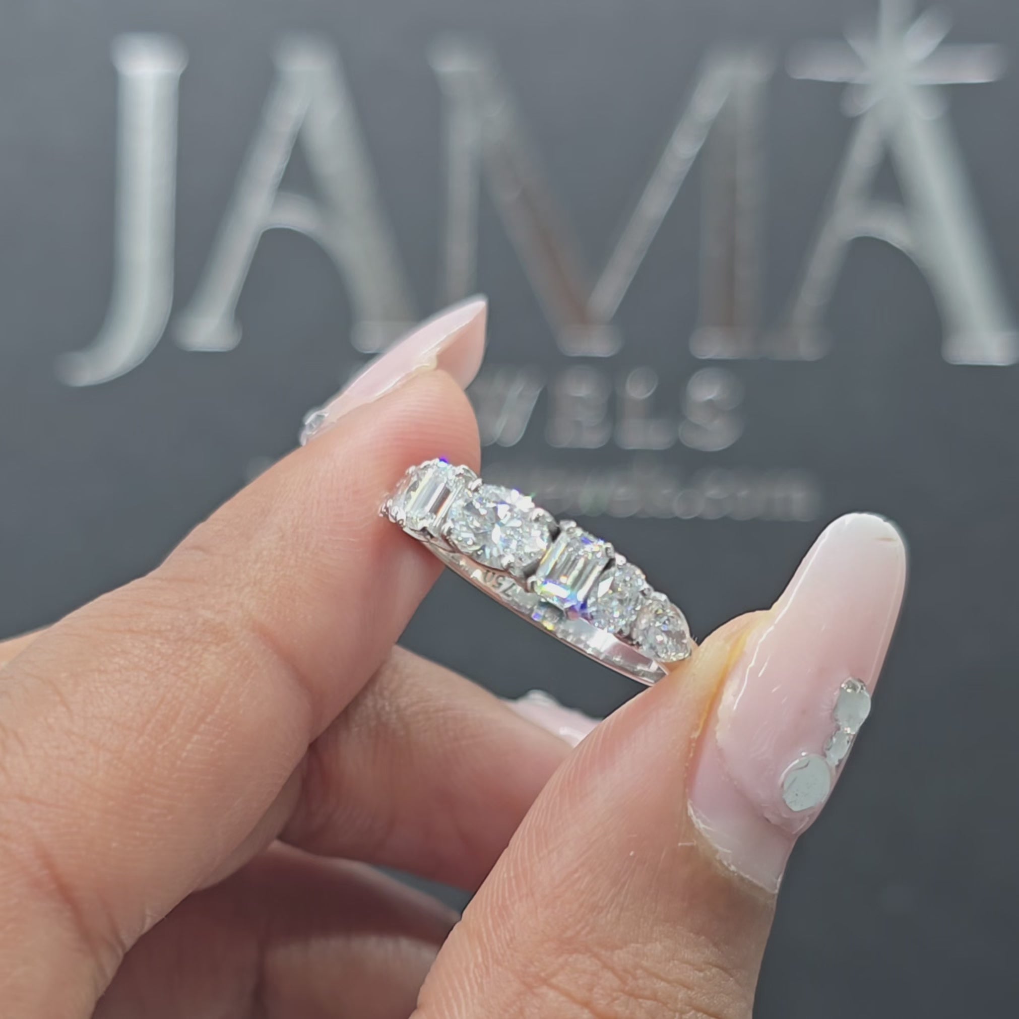 1.30 CT Muli Shape Half Eternity Lab Diamond Ring (Ready for Delivery)