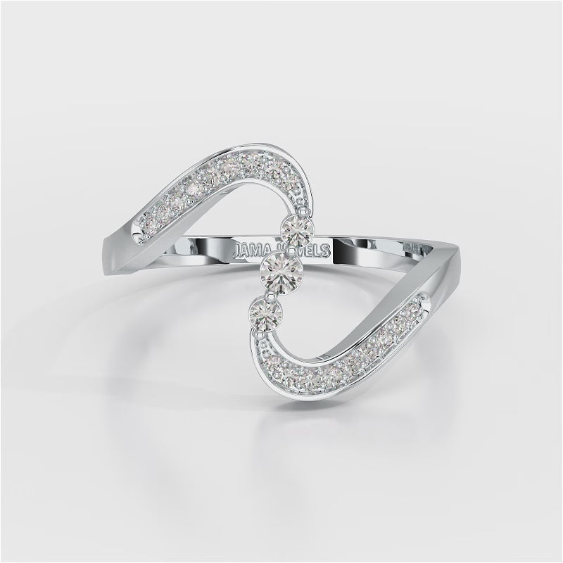0.15 CT Lab Diamond Wave Ring with Round Cut Lab Diamonds